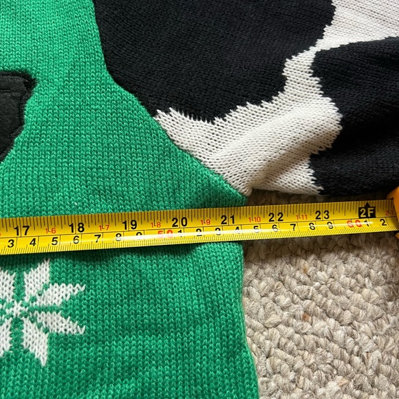 Large ugly Christmas Sweater with Holstein Cow Holiday Sweater with bell - Picture 7 of 11